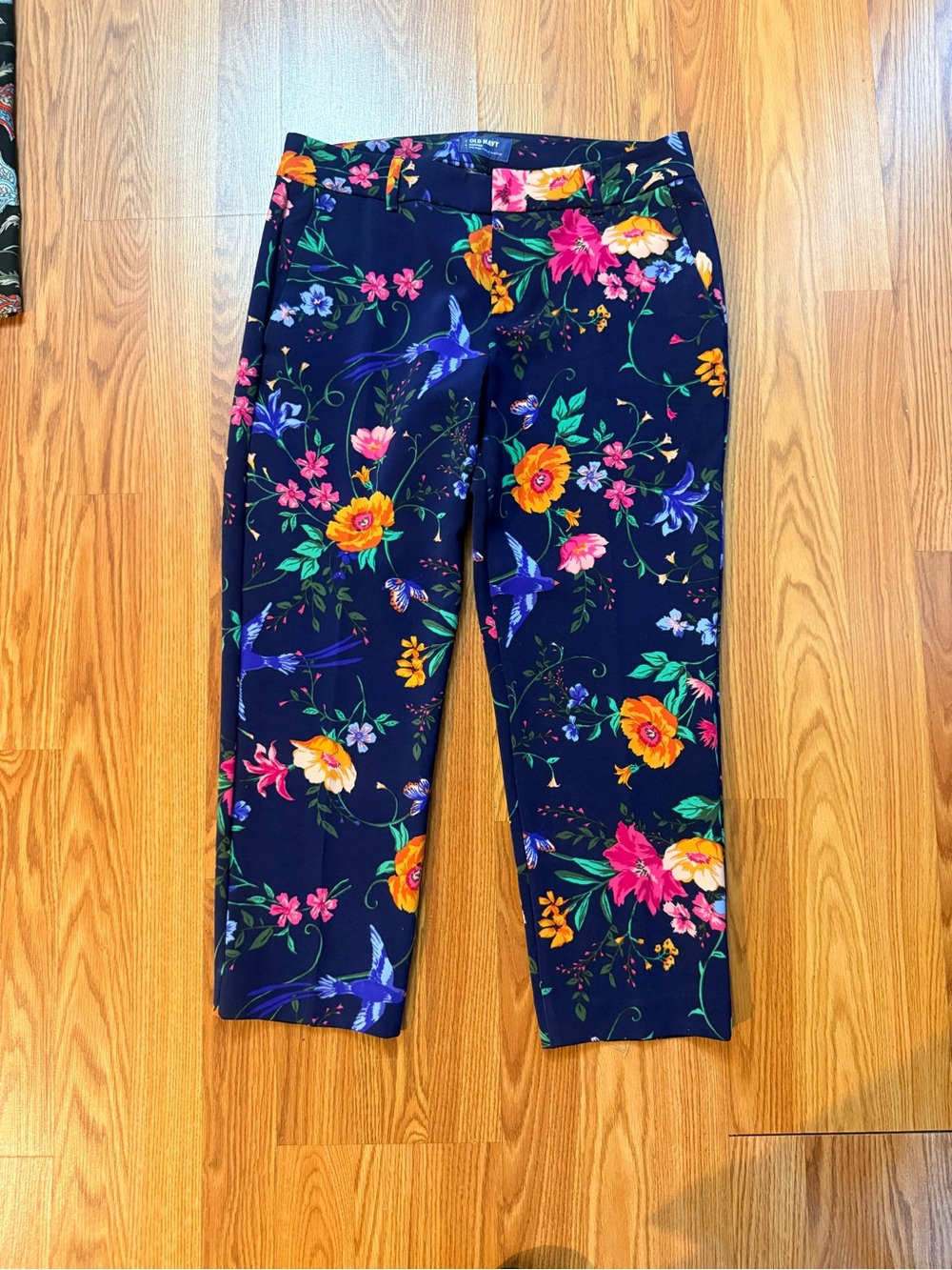 Old Navy Navy Floral Mid-Rise Pants